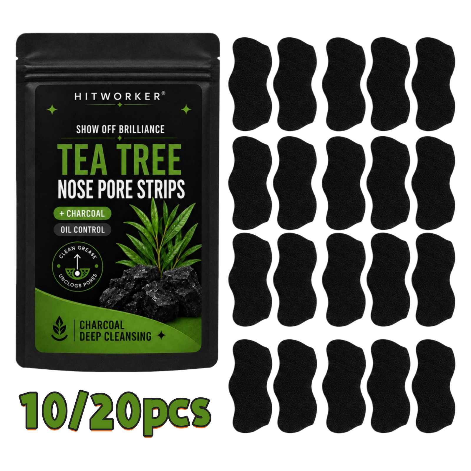 Charcoal Pore Strip - 10/20Pcs Black Blackhead Remover Nose Strips,